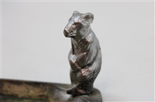 c.1920's Small Silver Plated Ashtray Depicting a Bear Golfer
