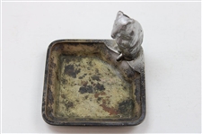 c.1920's Small Silver Plated Ashtray Depicting a Bear Golfer