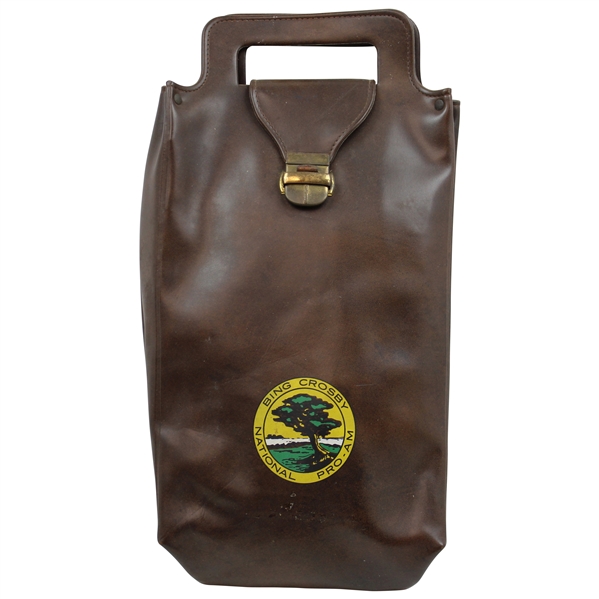 Vintage Bing Crosby National Pro-Am Tournament Brown Leather Shoe Bag