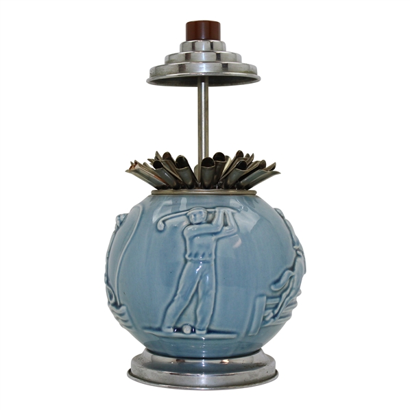 Circa 1920s Rookwood Golf & Other Sports Blue Cigarette Dispenser