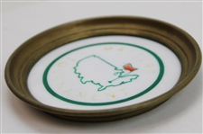 c.1950's 'The Masters Tournament' Tray w/Milk Glass Center & Brass Perimeter Frame