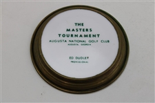 c.1950's 'The Masters Tournament' Tray w/Milk Glass Center & Brass Perimeter Frame