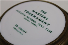 c.1950's 'The Masters Tournament' Tray w/Milk Glass Center & Brass Perimeter Frame