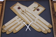 Pair of c.1900 Era 'The Vardon Grip' Golf Gloves in a Pyrography Golf Box