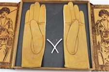Pair of c.1900 Era 'The Vardon Grip' Golf Gloves in a Pyrography Golf Box