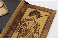 Pair of c.1900 Era 'The Vardon Grip' Golf Gloves in a Pyrography Golf Box