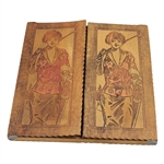 Pair of c.1900 Era 'The Vardon Grip' Golf Gloves in a Pyrography Golf Box