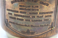 Vintage Bourne Golf Club '1874' Brass Plaque Water/Ice Cooler