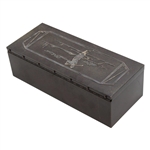 Patented Heintz Bronze Art Metal Co. Cigarette Box w/Sterling Overlay Golf Scene Lid
