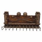 Vintage Sirocco Wood Golf Themed Tie Holder w/Golf Bag, Golf Balls & Crossed Clubs Decoration