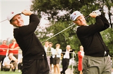 Jack Nicklaus & Gary Player Signed Oversized 16x20 Swing Photo JSA ALOA