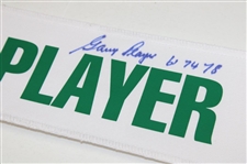 Gary Player Signed White with Green Caddy Nameplate w/'61 74 78' JSA ALOA
