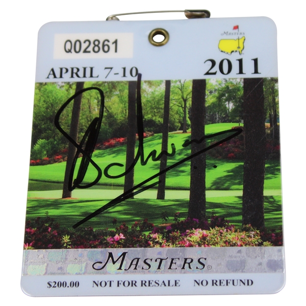 Charl Schwartzel Signed 2011 Masters Tournament SERIES Badge #Q02861 JSA ALOA