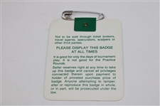 Nick Faldo Signed 1990 Masters Tournament SERIES Badge #X10353 JSA ALOA