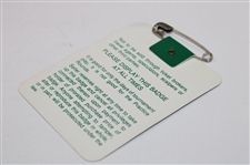 Nick Faldo Signed 1990 Masters Tournament SERIES Badge #X10353 JSA ALOA