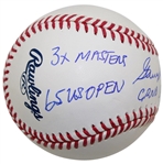 Gary Player Signed MLB Baseball w/Grand Slam, 3x Masters, 65 US Open, 3x British Open, 2x PGA Inscr. JSA #CA63074