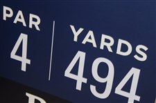 2025 PGA Championship 18th Hole Tournament Used Yardage Sign - Scottie Scheffler Winner