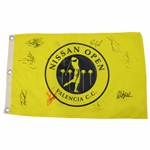 Woods, Payne, Phil Mickelson & others Signed 1998 Nissan Open Yellow Flag w/Ticket PSA #AL05624