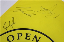 Woods, Payne, Phil Mickelson & others Signed 1998 Nissan Open Yellow Flag w/Ticket PSA #AL05624