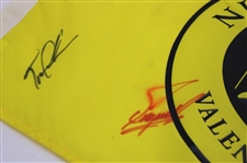 Woods, Payne, Phil Mickelson & others Signed 1998 Nissan Open Yellow Flag w/Ticket PSA #AL05624