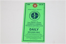Woods, Payne, Phil Mickelson & others Signed 1998 Nissan Open Yellow Flag w/Ticket PSA #AL05624