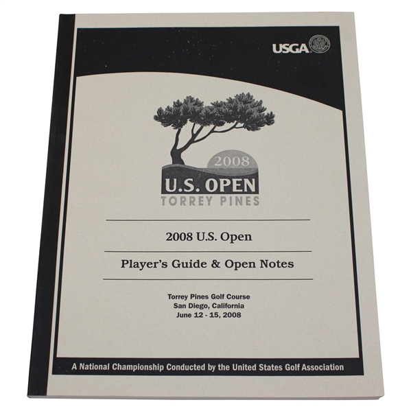 2008 US Open at Torrey Pines Players Guide & Open Notes Booklet - Tiger Woods Winner