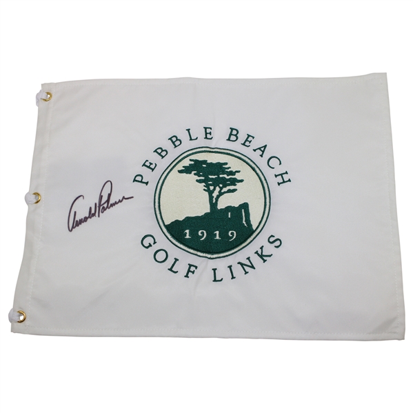 Arnold Palmer Signed Pebble Beach White Embroidered Flag JSA ALOA