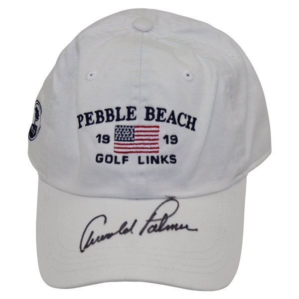 Arnold Palmer Signed Pebble Beach Golf Links 1919 White Hat JSA ALOA