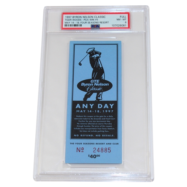 1997 GTE Byron Nelson Classic - Full Tiger Woods - PGA Win #5 PSA 8 NM-MT
