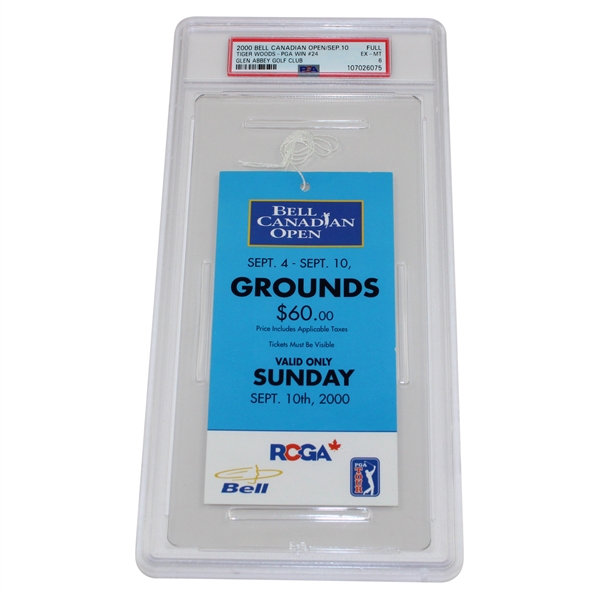 2000 Bell Canadian Open - Full Tiger Woods - PGA Win #24 Bunker Shot Ticket PSA 6 EX