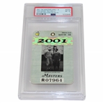 2001 The Masters-Badge Badge Tiger Woods-PGA Win #27 Masters Win #2/Major Win #6 PSA 8 NM-MT