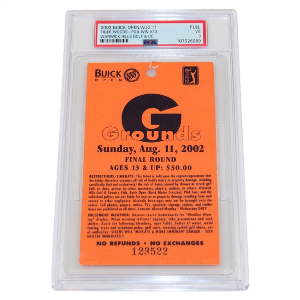 2002 Buick Open-Full Tiger Woods-PGA Win #33 PSA 3 VG
