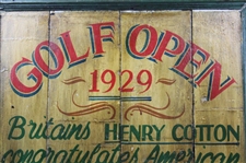 Henry Cotton Congratulates Walter Hagen '1929' Golf Open Wooden Presentation Board w/Display Iron