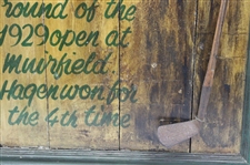 Henry Cotton Congratulates Walter Hagen '1929' Golf Open Wooden Presentation Board w/Display Iron