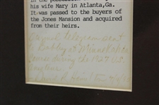 Original 1927 Telegram Received by Bobby Jones During US Amateur - August 26th - Framed