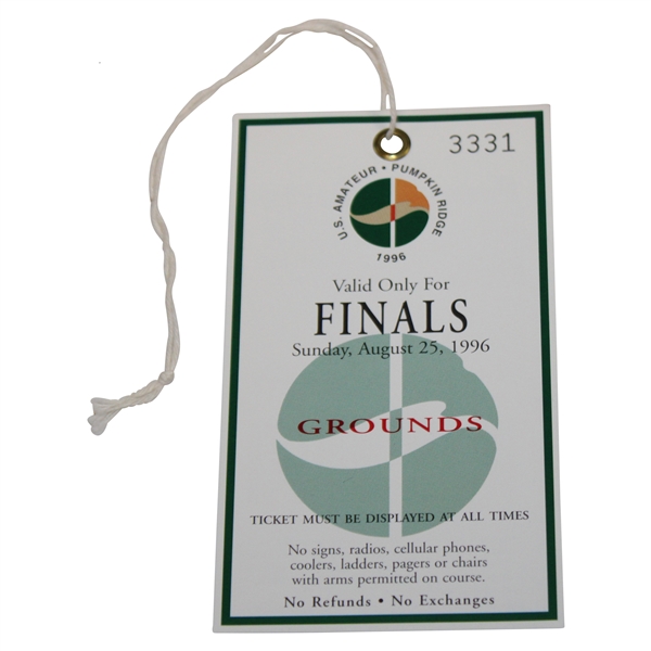 1996 US Amateur at Pumpkin Ridge Sunday Final Rd Grounds Ticket #3331