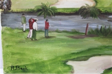 The 18th at The Belfry Oil Painting On Canvas by Artist H. Beck 