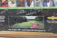 Arnold Palmer , Gary Player, And 7 Others Signed 1989 Us Senior Open Championship Poster -Framed JSA ALOA 