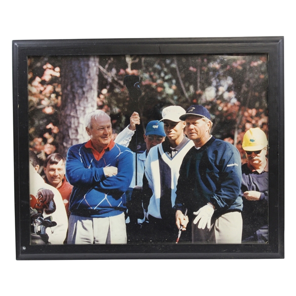 Tiger Woods, Jack Nicklaus & Arnold Palmer Masters Framed Photo