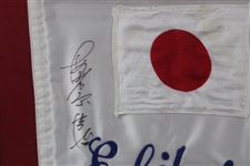 Ebihara Signed Japan Flag Embroidered Caddie Bib Nameplate - Framed JSA ALOA