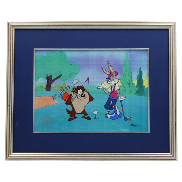 1992 Warner Bros Bugs Bunny & Taz on Golf Course Ltd Ed 853/2500 Sericel - Framed