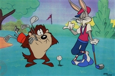 1992 Warner Bros Bugs Bunny & Taz on Golf Course Ltd Ed 853/2500 Sericel - Framed