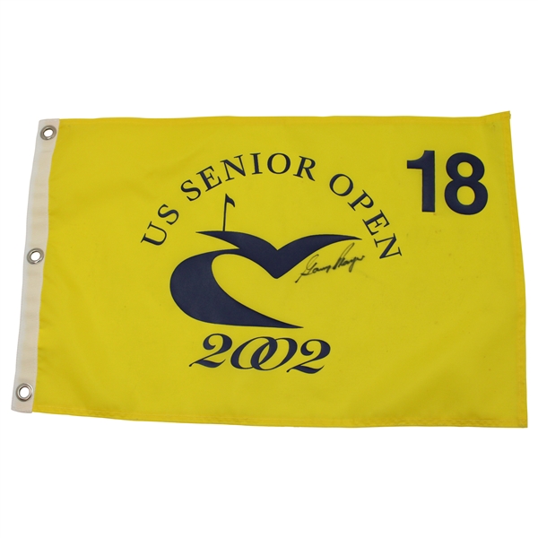 Gary Player Signed 2002 US Senior Open at Caves Valley Yellow Screen Flag JSA ALOA