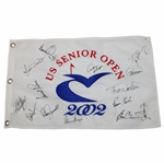 Palmer, Player, Watson & others Signed 2002 US Senior Open White Embroidered Flag JSA ALOA