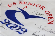 Palmer, Player, Watson & others Signed 2002 US Senior Open White Embroidered Flag JSA ALOA