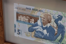 Jack Nicklaus with Claret Cup & R&A Clubhouse Five Pound RBS Note JWN0358245 - Framed