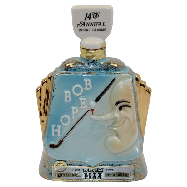 1973 Bob Hope 14th Annual Desert Classic Tournament Jim Beam Whiskey Decanter