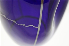 c.1918 Blue Glass 'One up and two to go' Etched Silver Overlay Pinch Decanter w/Stopper