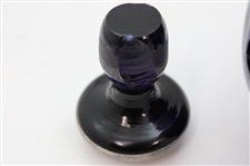 c.1918 Blue Glass 'One up and two to go' Etched Silver Overlay Pinch Decanter w/Stopper