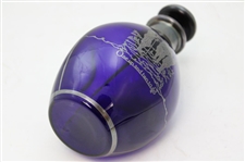 c.1918 Blue Glass 'One up and two to go' Etched Silver Overlay Pinch Decanter w/Stopper